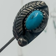 VTG 925 Sterling Silver Fred Harvey Era Trio Turquoise Pin/Necklace Green Stone - Additional view 6