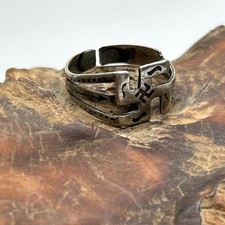 OLD Navajo Whirling Logs Etched Ring Sterling Silver Fred Harvey Era Rare - Additional view 1