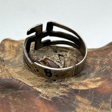 OLD Navajo Whirling Logs Etched Ring Sterling Silver Fred Harvey Era Rare - Additional view 3