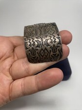 RARE! 1920s Old Pawn Fred Harvey Era Sterling Silver Turquoise Stamped Cuff  - Additional view 3