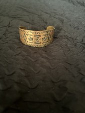Fred Harvey Copper Cuff Bracelet Wheeler Manufacturing WMCO Navajo Symbols