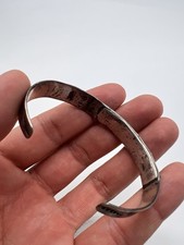 Fred Harvey Era Navajo Turquoise Hand Stamped Sterling Silver 925 Cuff Bracelet - Additional view 7