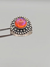 Vintage Sterling Silver Navajo Fred Harvey Style Dragons Breath Opal Ring Size 7 - Additional view 3