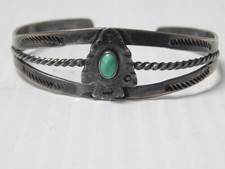 VINTAGE 1930s FRED HARVEY ERA NAVAJO INDIAN COIN SILVER TURQUOISE BRACELET - Additional view 1