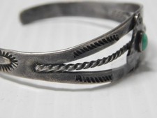 VINTAGE 1930s FRED HARVEY ERA NAVAJO INDIAN COIN SILVER TURQUOISE BRACELET - Additional view 6