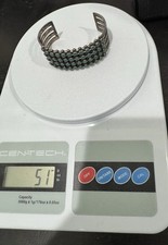 VTG  Native American Fred Harvey 4  Row Sterling Turquoise? Snake Eye Bracelet - Additional view 2
