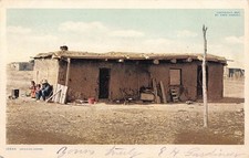 1907 Mexican Adobe Postcard by Fred Harvey Vintage Native Home