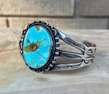 vintage large  NAVAJO   TURQUOISE     SILVER   Cuff Bracelet    FRED  HARVEY - Additional view 2