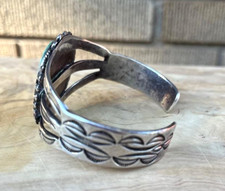 vintage large  NAVAJO   TURQUOISE     SILVER   Cuff Bracelet    FRED  HARVEY - Additional view 3