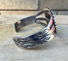 vintage large  NAVAJO   TURQUOISE     SILVER   Cuff Bracelet    FRED  HARVEY - Additional view 5