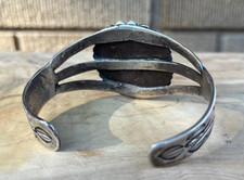 vintage large  NAVAJO   TURQUOISE     SILVER   Cuff Bracelet    FRED  HARVEY - Additional view 6