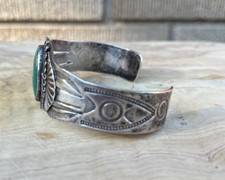 vintage large  FRED HARVEY ERA       TURQUOISE     SILVER   Cuff Bracelet - Additional view 5