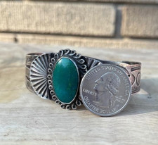 vintage large  FRED HARVEY ERA       TURQUOISE     SILVER   Cuff Bracelet - Additional view 6