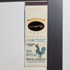 Fred Harvey Kansas City 3000 Miles Hospitality Blue Rooster Matchbook