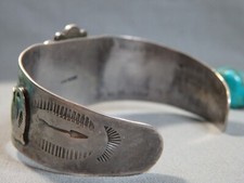 Fred Harvey Era NATIVE AMERICAN Natural TURQUOISE Sterling Silver SNAKE Bracelet - Additional view 7