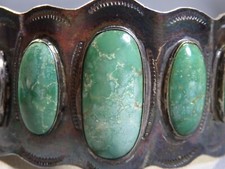 Fred Harvey Era NAVAJO Natural CERRILLOS TURQUOISE Sterling Silver Bracelet - Additional view 4