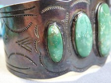 Fred Harvey Era NAVAJO Natural CERRILLOS TURQUOISE Sterling Silver Bracelet - Additional view 6