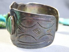 Fred Harvey Era NAVAJO Natural CERRILLOS TURQUOISE Sterling Silver Bracelet - Additional view 8