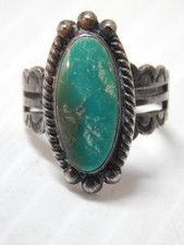 VINTAGE NAVAJO INDIAN 1930s FRED HARVEY STERLING SILVER TURQUOISE RING SZ: 4 3/4