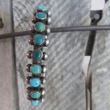 Vintage Native American Fred Harvey Turquoise Sterling Row Bracelet - Additional view 7