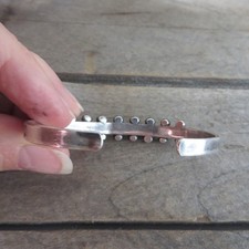 Vintage Native American Fred Harvey Turquoise Sterling Row Bracelet - Additional view 8