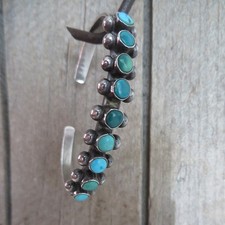 Vintage Native American Fred Harvey Turquoise Sterling Row Bracelet