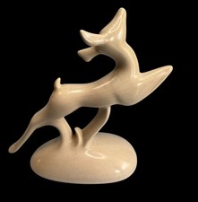 Fred Harvey Shops Art Deco Gazelle Figurine Cream Ceramic w/Sticker 7