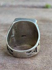 Vtg Fred Harvey Thunderbird Ring Turquoise Sterling 9.5 Navajo Bell Trading Post - Additional view 4