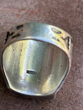 Vtg Fred Harvey Thunderbird Ring Turquoise Sterling 9.5 Navajo Bell Trading Post - Additional view 6