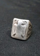 Vintage Fred Harvey Navajo Sterling Silver Thunderbird Southwestern Ring Size 8