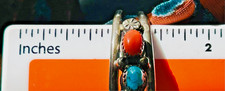 FRED HARVEY ERA NAVAJO CUFF BRACELET Sterling Turquoise Coral PICTO SIGNED 6 1/4 - Additional view 11