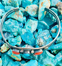FRED HARVEY ERA NAVAJO CUFF BRACELET Sterling Turquoise Coral PICTO SIGNED 6 1/4 - Additional view 3