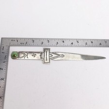 Native American Silver Letter Opener Malachite Whirling Logs Symbols Fred Harvey - Additional view 4
