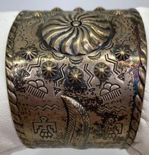 Fred Harvey Era Sterling Silver Stamped Cuff Bracelet 46g - Additional view 7