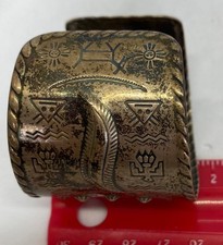 Fred Harvey Era Sterling Silver Stamped Cuff Bracelet 46g - Additional view 10