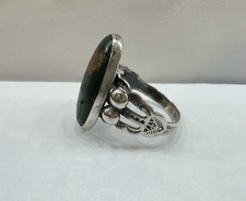 Fred Harvey Era Green Turquoise Sterling Stamped Ring Size 7 - Additional view 3