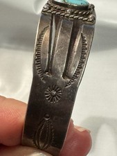 Vintage Southwestern Turquoise Silver Tone Fred Harvey Era Cuff Bracelet READ - Additional view 6