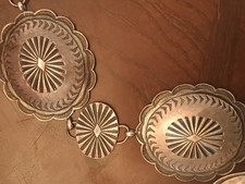 Old Pawn - Fred Harvey Era Sterling Silver Hand Stamped Concho Belt 32”L 180g!  - Additional view 12