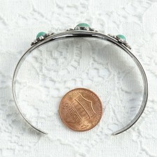 Vintage Fred Harvey Era Turquoise Thunderbird Cuff Bracelet Satellite Raindrops  - Additional view 10