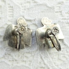 Vintage Navajo Green Turquoise & Sterling Thunderbird Earrings Fred Harvey Era - Additional view 5