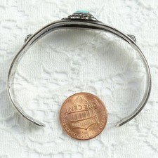Old SMALL Navajo Fred Harvey Era Turquoise Cuff Bracelet 925 Sterling Handmade - Additional view 10