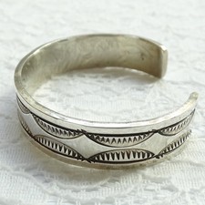 Vintage JM Fred Harvey Era Navajo Ingot Silver Cuff Bracelet Book Piece Stamped - Additional view 7