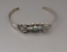 FRED HARVEY ERA TURQUOISE STERLING SILVER THUNDERBIRDS CUFF BRACELET MARKED - Additional view 2
