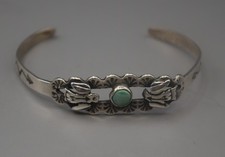FRED HARVEY ERA TURQUOISE STERLING SILVER THUNDERBIRDS CUFF BRACELET MARKED - Additional view 3