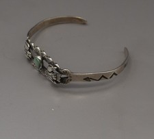 FRED HARVEY ERA TURQUOISE STERLING SILVER THUNDERBIRDS CUFF BRACELET MARKED - Additional view 5