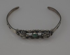 FRED HARVEY ERA TURQUOISE STERLING SILVER THUNDERBIRDS CUFF BRACELET MARKED - Additional view 9