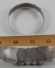 Vintage c1930 Fred Harvey Era Green Turquoise Coin Silver Cuff Bracelet M0439 - Additional view 2
