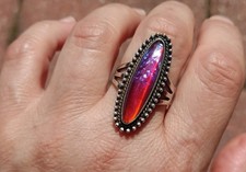 Old Vintage Sterling Silver Fred Harvey Dragons Breath Opal 1 1/8
