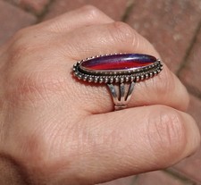 Old Vintage Sterling Silver Fred Harvey Dragons Breath Opal 1 1/8