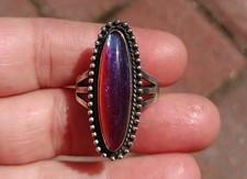 Old Vintage Sterling Silver Fred Harvey Dragons Breath Opal 1 1/8